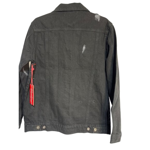 Red Label Patrol Jeans Black Distressed Denim Jacket S High-Quality Button-Up St - Picture 4 of 7